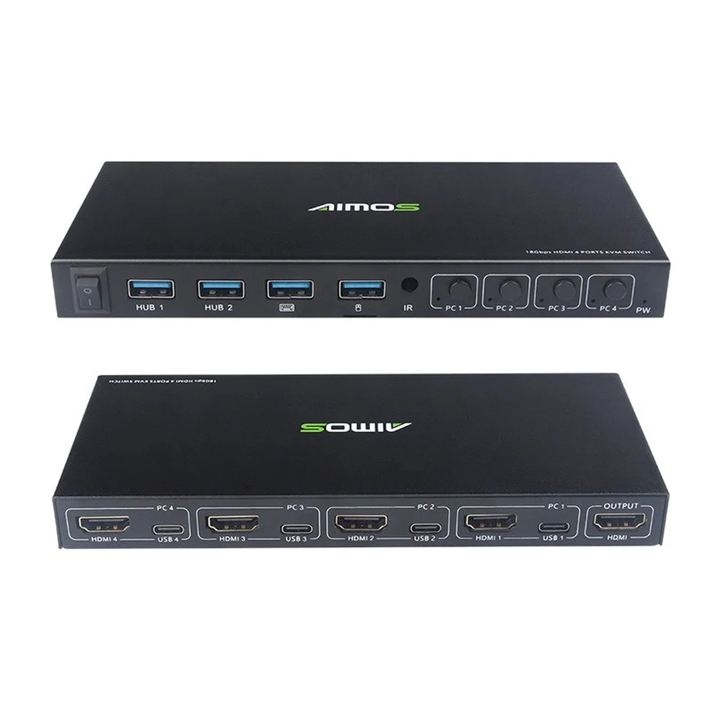 

4 Ports HDMI USB KVM Switcher 4 IN 1 Out HDMI Switch Splitter for Sharing Monitor Keyboard Mouse Adaptive EDID/HDCP Decryption