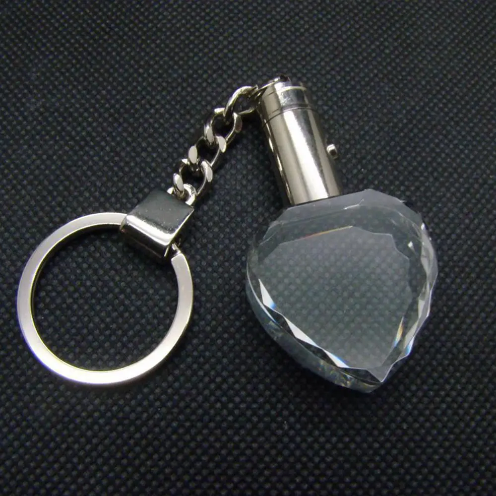 10pcs DIY Blank Crystal Key Rings Custom Laser Engraving Logo Family Photo LED Light Crystal Keychain Birthday Gift Souvenirs