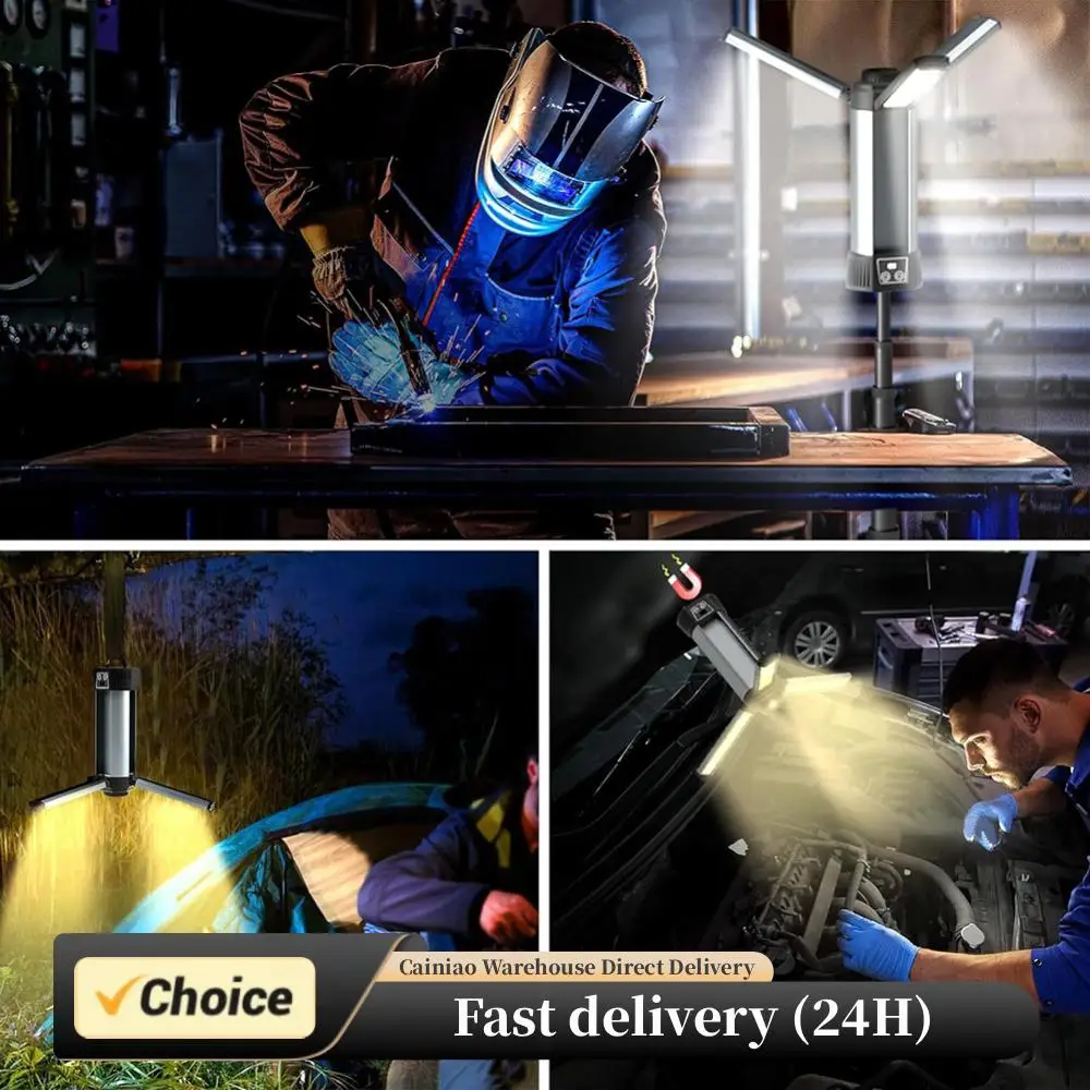 

6000 мАч светодиодный рабочий фонарь перезаряжаемый беспроводной рабочий фонарь с подставкой с регулируемой яркостью рабочий фонарь с телескопическим COB для кемпинга на открытом воздухе