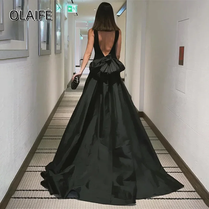 Mermaid Elegant Prom Dress Sexy O-Neck Backless Sweep Train High Quality Satin Customized Sleeveless فساتين للمناسبات الخاصة