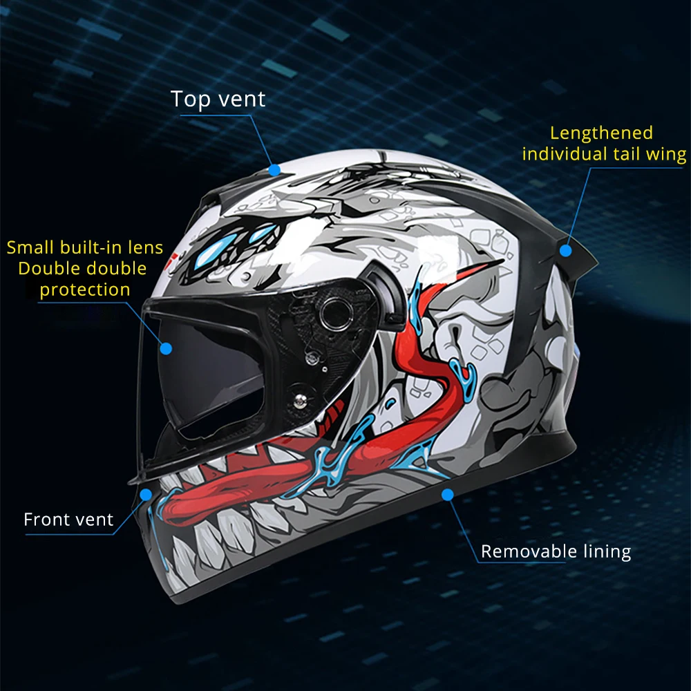 Motorcycle Helmet Carbon Fiber Wear-Resistant Biker Helmet Breathable Motocross Kask Anti-Fall Head Protection Full Face Helmets