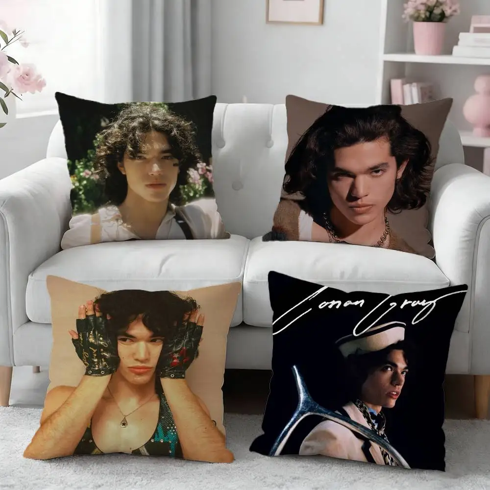 C-Conan gray Heather Pillow Case Pattern Printed Pillowcase For Living Room Sofa Cushion Cover