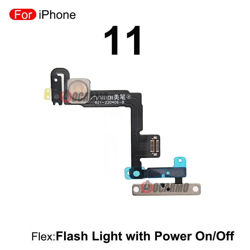 1Pcs For iPhone 11 Pro Max 11Pro Flash Light With Noise Reduction Microphone with Power On /Off Flex Cable Repair Parts