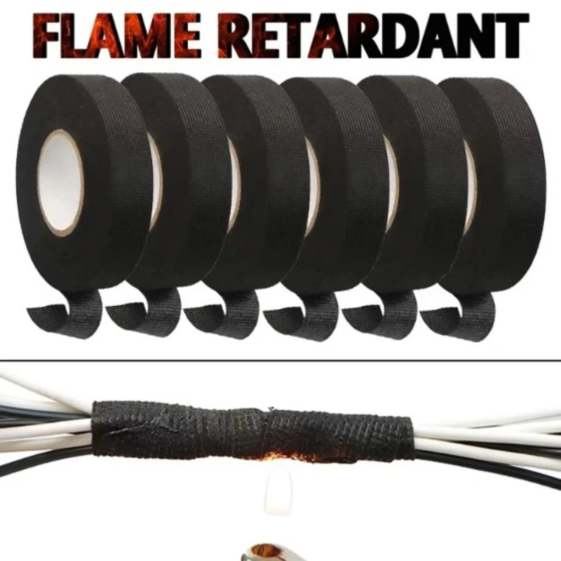 9/15/19/25MM Heat-resistant Cloth Tape Wire Harness Electric Heating Tape Car Cable Tape Strong Heat-resistant