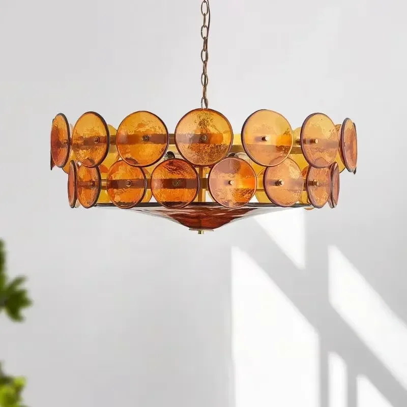 French Mid-century Style Post-modern Designer American Retro Chandelier for Villa Model Living Dining Room Pendant