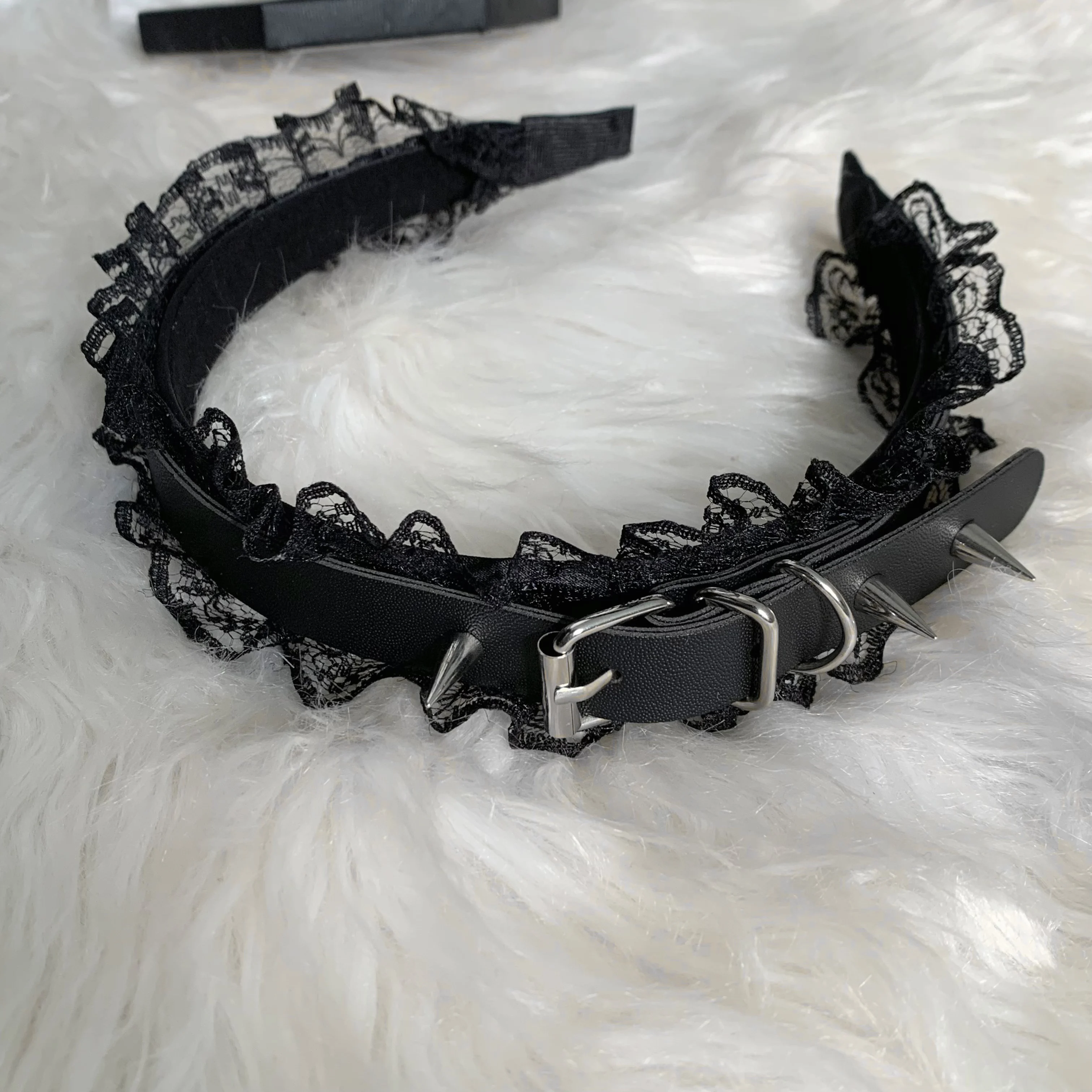 Bandeau de cheveux en cuir avec structure plissée, équipement de sauna sous-culture sombre, accessoires en métal dermatDark Y2K pour filles, polyvalent, nouveau