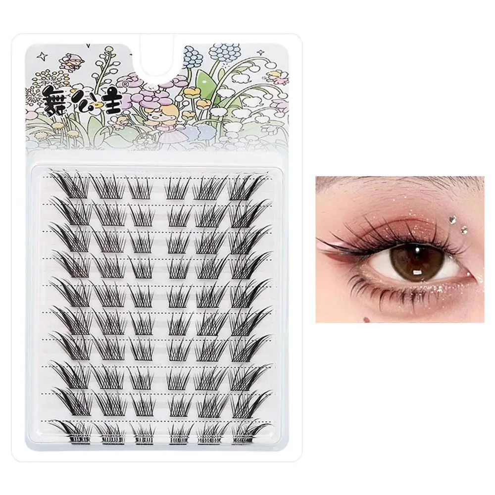 8-12MM Natural Fairy Lash Clusters Wispy Invisible Lash Band Anime Individual Lashes D Curl Wet-Look Manga Eyelash Clusters