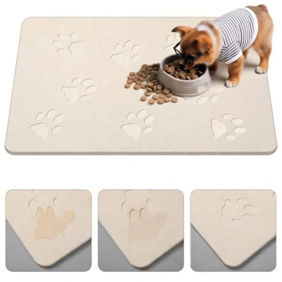 

Dog Gift Stone Mat for Dog Bowl Diatomaceous Earth Absorbent Non Slip Cat Puppy Mat for Food and Water Quick Drying Easy to Cle