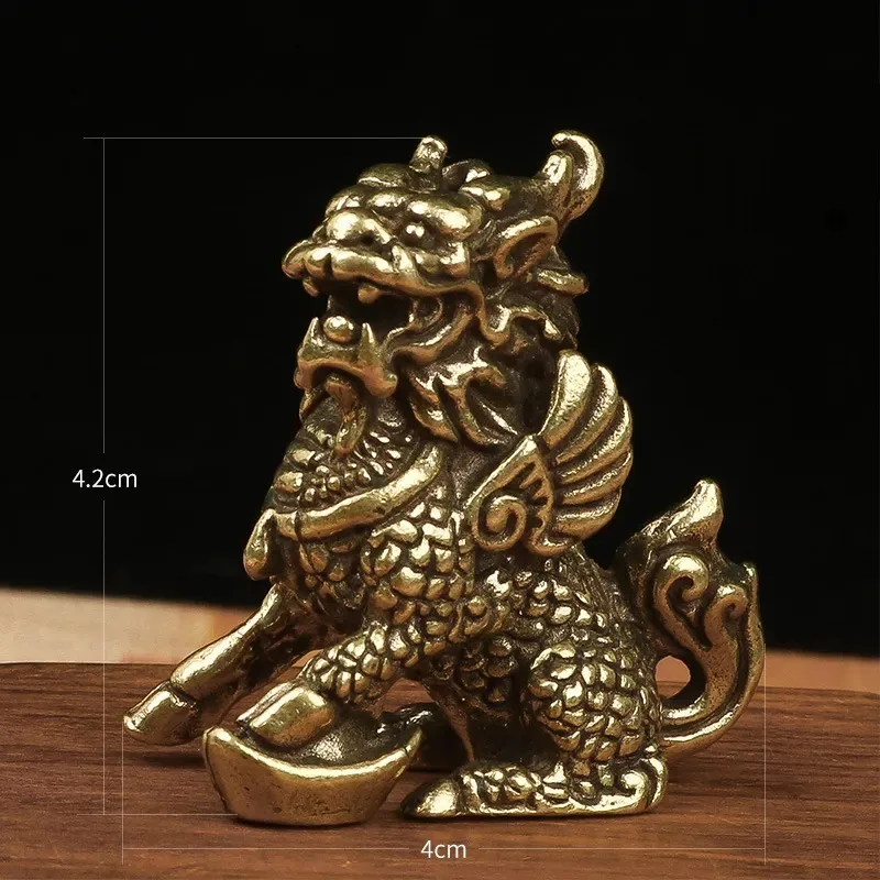 

Antique Bronze Chinese Mythical Beast Qi Lin Statue 1 pair Copper Animal Ornaments Luy Home Feng Shui Living Room Decorations