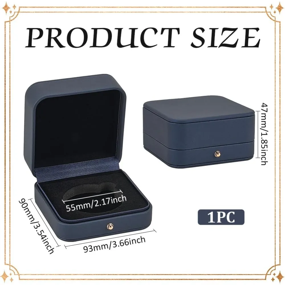 50mm Coin Presentation Display Box Holder Prussian Blue Square Imitation Leather Coin Storage Boxes with Black Velvet Inside