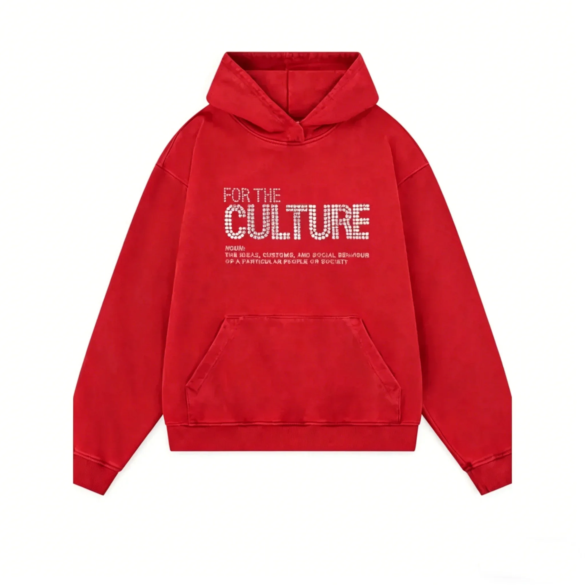 For The Culture Hoodie, Unisex Drawstring Hooded Sweatshirt Dot Matrix Letter Definition Front Print Hip Hop Streetwear Pullover
