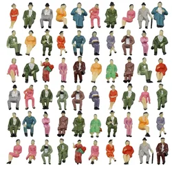 60pcs All Seated 1:87 Painted Figures Passenger HO Scale Sitting People  Ix Painted Model Train Park Street Passenger People