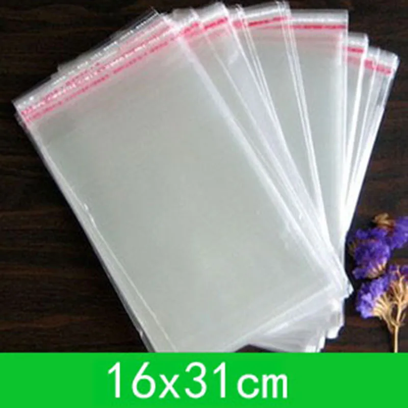 500pcs 16x31cm Transparent Self-adhesive OPP Poly Plastic Envelope Packaging Bags Self Sealing Resealable Clear Cellophane Bag