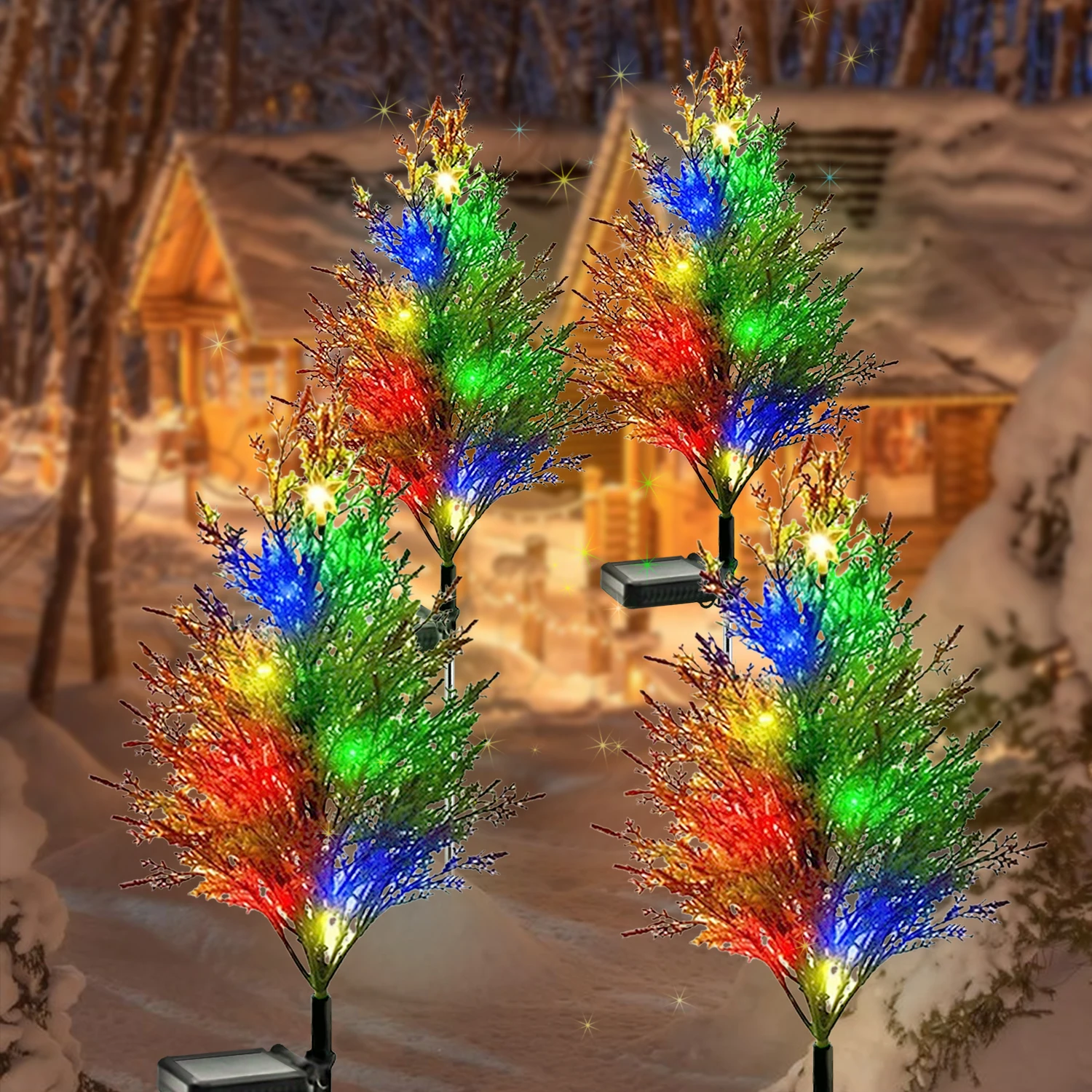 Impermeável LED Solar Tree Light, Variação Multi-Color, Decoração de Natal ao ar livre, atmosfera, 1 pc