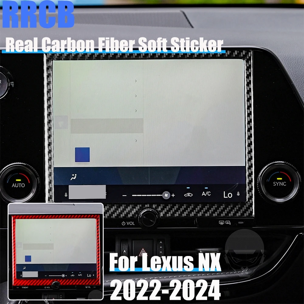 

Автомобильные аксессуары из настоящего углеродного волокна, накладка на центральный экран, мягкая наклейка для Lexus NX260 NX350H NX400H NX450H 2022 2023 2024
