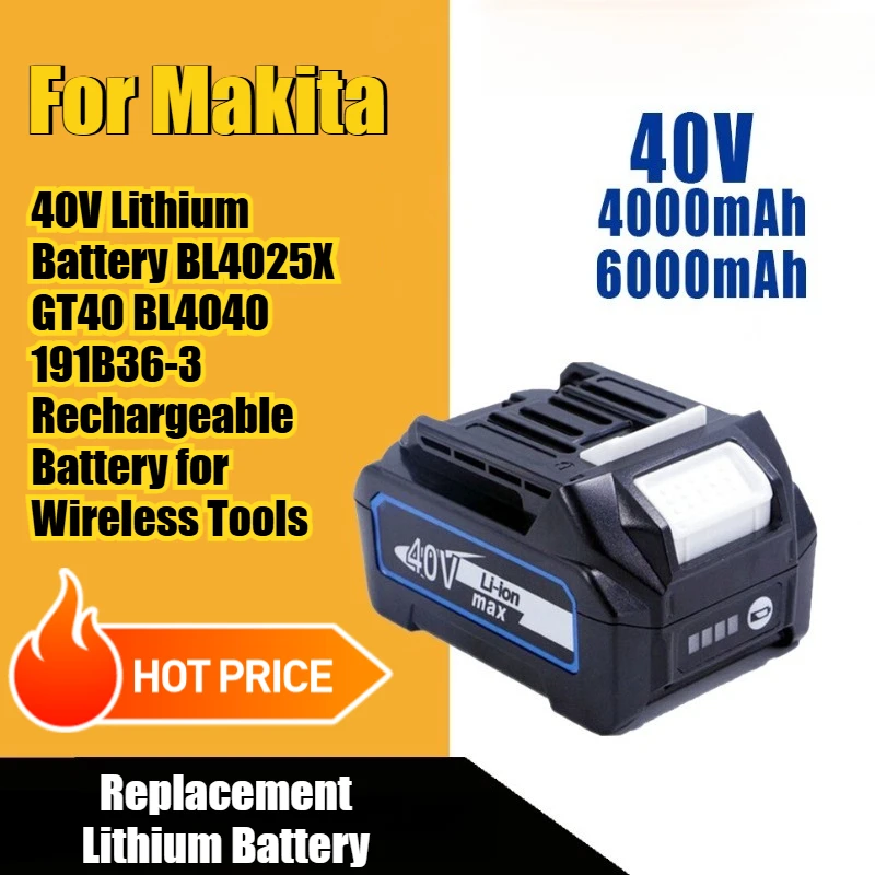 

For Makita 40V Lithium Battery BL4025X GT40 BL4040 191B36-3 Rechargeable Battery for Wireless Tools