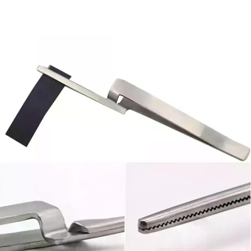 1PCS Stainless Steel Dental Occlusal Paper Tweezers Straight Bite Articulating Paper Holder Serrated Plier Forcep Tool