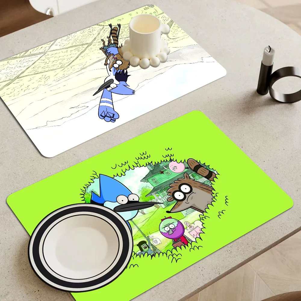 

Regular Show Coffee Mat Dish Draining Mat Drying Mat Quick Dry Bathroom Drain Pad Kitchen Faucet Placemat