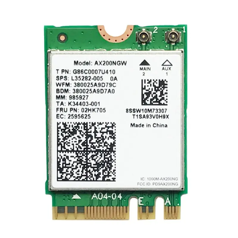 Efficient 2X AX200 AX200NGW Network Card M.2 NGFF Wifi Card Bluetooth 5.0 Wifi 6 2.4G/5G 802.11Ac/Ax Wifi Wireless Adapter Card