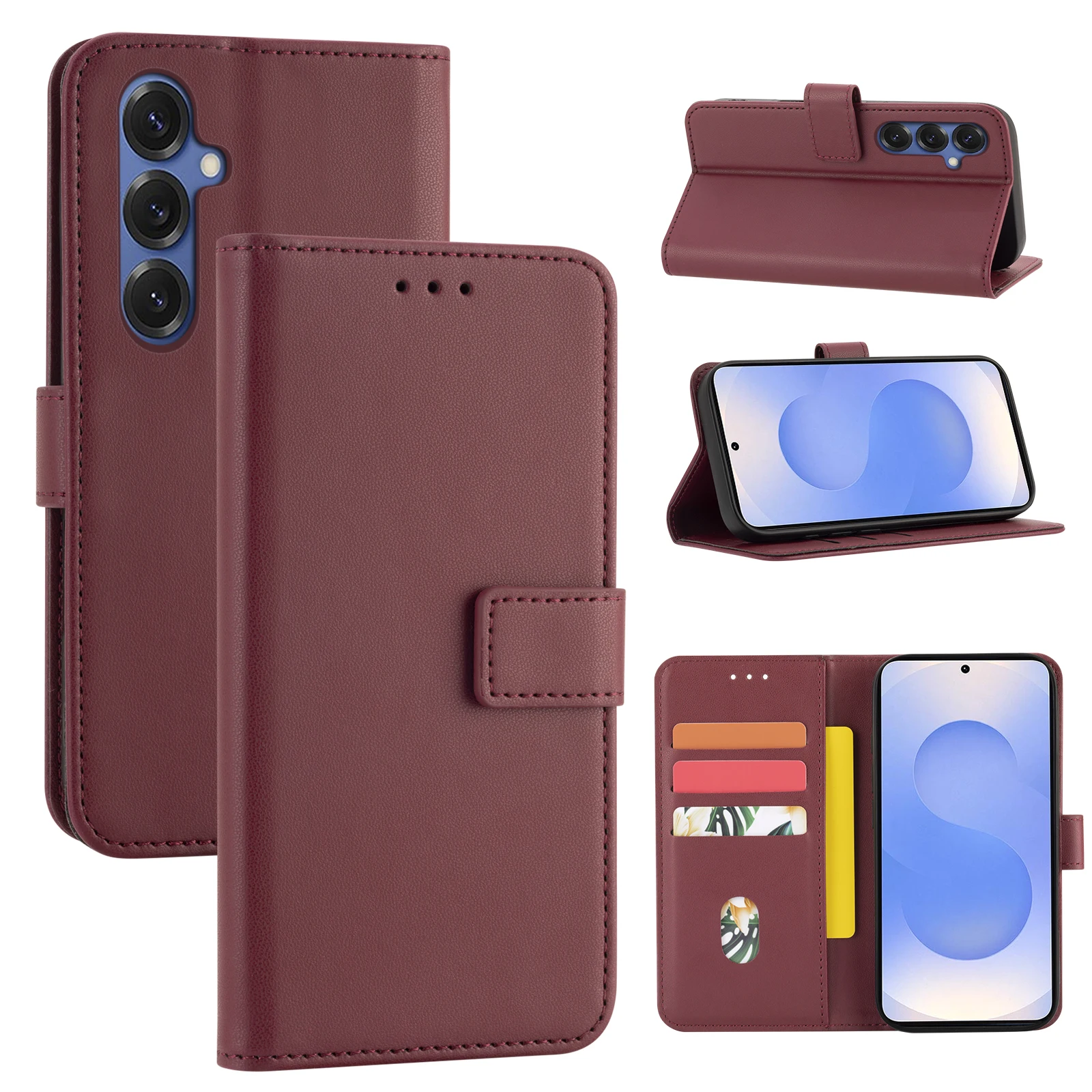 Oder Samsung A56 Serie Schutzhülle Flip Wallet Case mit Kartenfach Kunstleder Handyhülle – Detail 5
