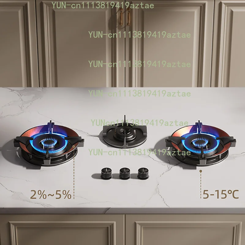 Premium Built-in 3-Burner Cooktop, 5.2KW Copper Burner with Flame Failure Protection, Panel Ready Gas Hob for Custom Kitchen