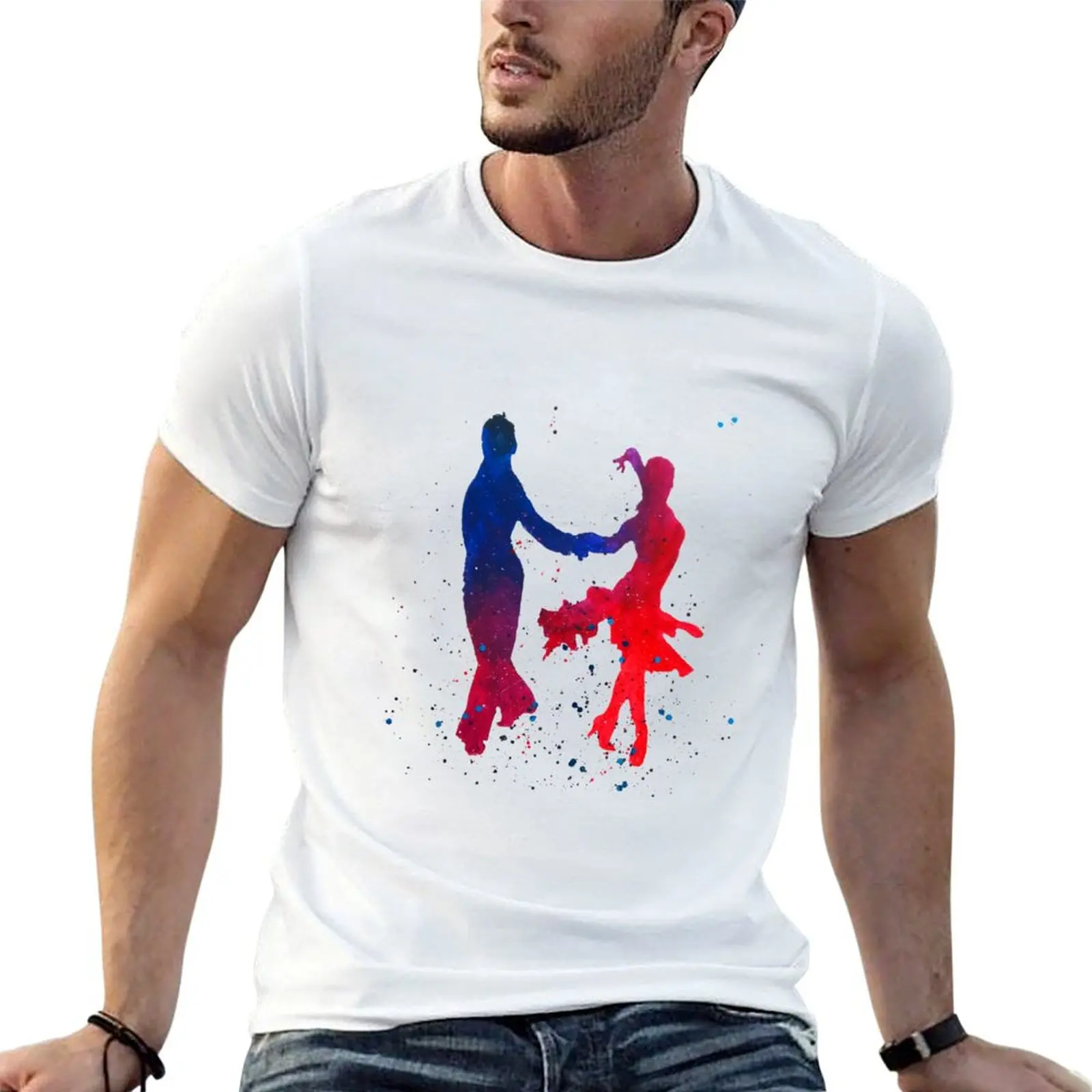 Camiseta con estampado de pareja de bailarines de baile latino, salsa, samba, jive, chachacha, camiseta para hombre, camiseta de marca de lujo 100% algodón