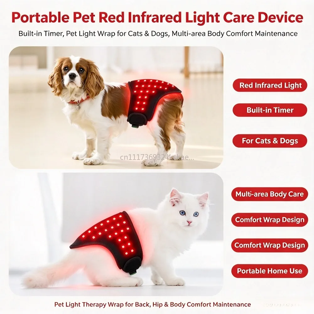 Portable Pet Red Infrared Light Care Device, Built-in Timer, Pet Light Wrap for Cats & Dogs, Multi-area Body Comfort Maintenance