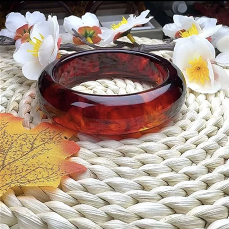 Imitation , blood medicine amber bracelet, flat bar handmade