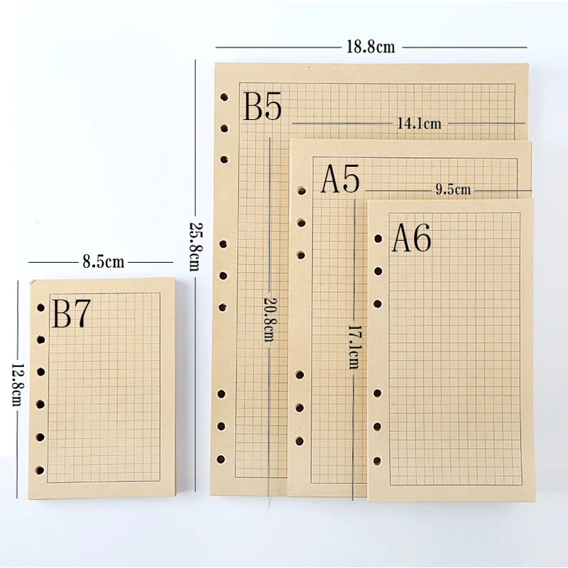 A5 A6 A7 B5 A4 kraft & Woodfree Papers. Blank Check Lined Dots