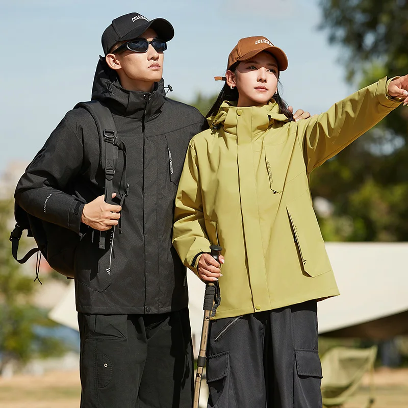 

Autumn Winter 3in1 Men Mountaineering Jackets Warm Outdoor 2024 Hiking Camping Coat Windproof Waterproof Hooded Jacket