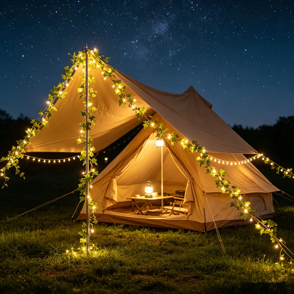 Flower Green Leaf String Lights Christmas Tree Garland Light for Wedding Home Decor Battery Powered Artificial Vine Fairy Lights