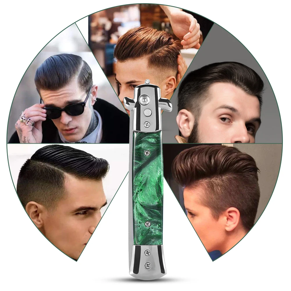 Messer Kamm Klapp Kamm 3 Farben Edelstahl Switchblade Feder Öl Haar Kamm Faltbare Haarstyling Pinsel – Detail 6