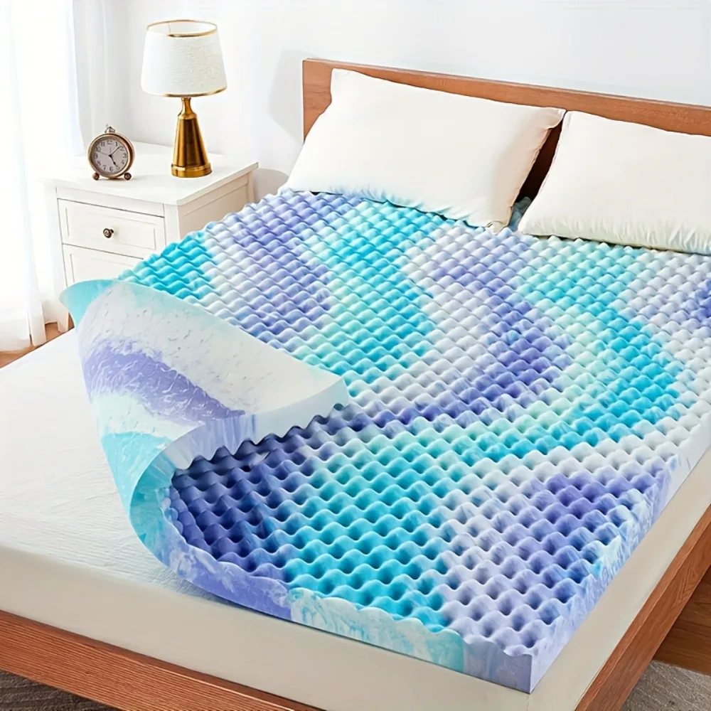 

3-Inch Thick Memory Gel Mattress Topper with Spine - Cooling Pressure Bed Pad, Foldable & Portable, Multi-Size (Twin/Full/King)