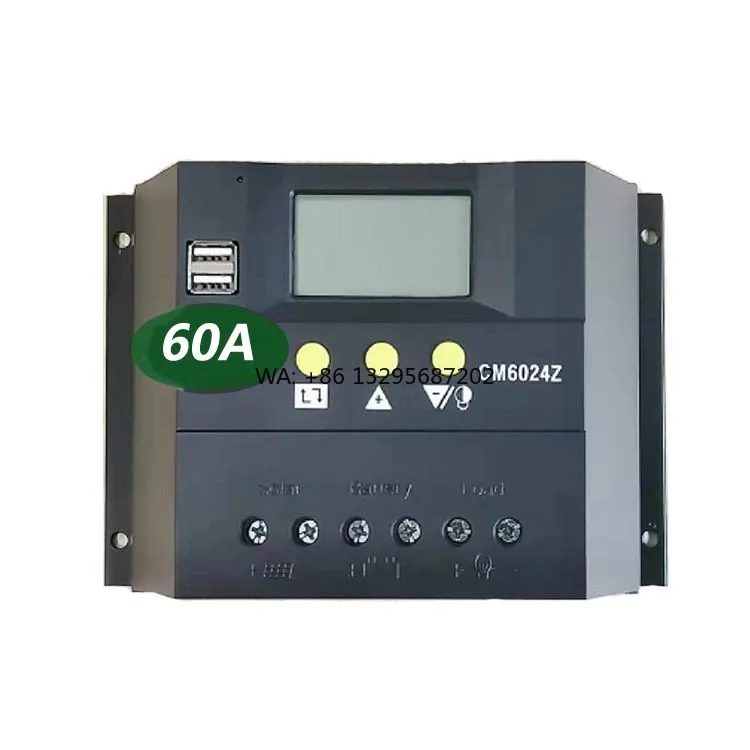 

50A 60A Auto Solar Charge Controller 12V 24V 48V Solar Panel Controller Intelligent Regulator with Dual USB Port
