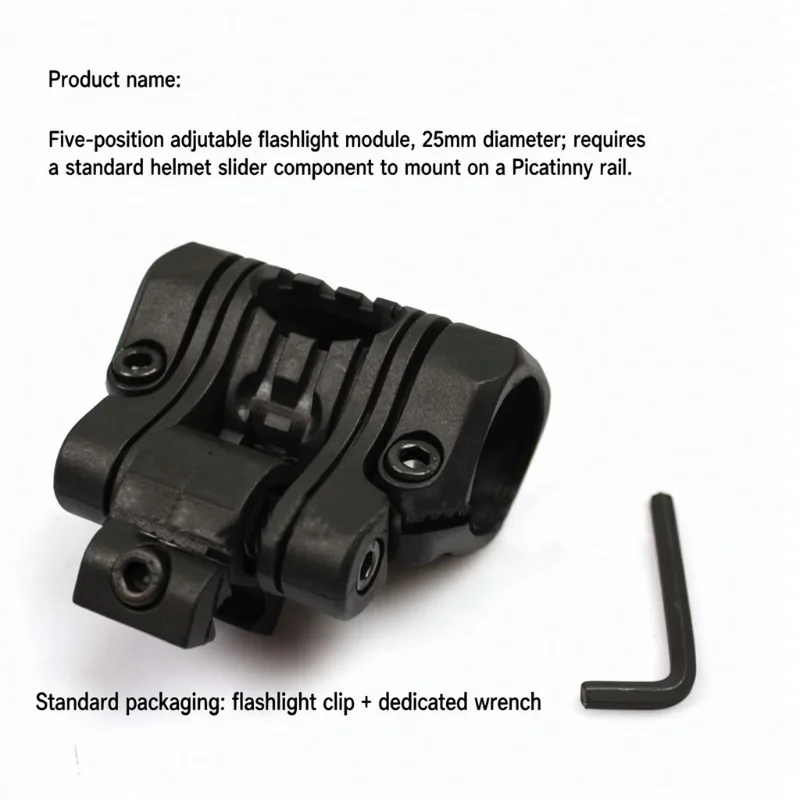Tactical Cycling Rail Helmet Accessory 25mm Five-position Flashlight Clamp Picatinny Fixture Torch Bracket Secure Outdoor Night
