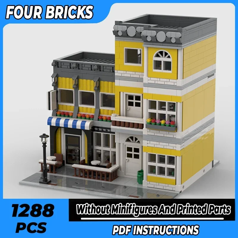 

Moc Building Bricks City Street View Model Street Cafe Technology Modular Blocks Gifts Toys For Children DIY Sets Assembly