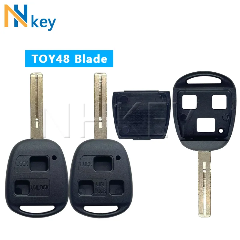 NHKEY With TOY48 Blade Replacement 2/3 Buttons Remote Car Explosion proof shell FOB for Toyota Camry Land Cruser 120 Prado*10PCS