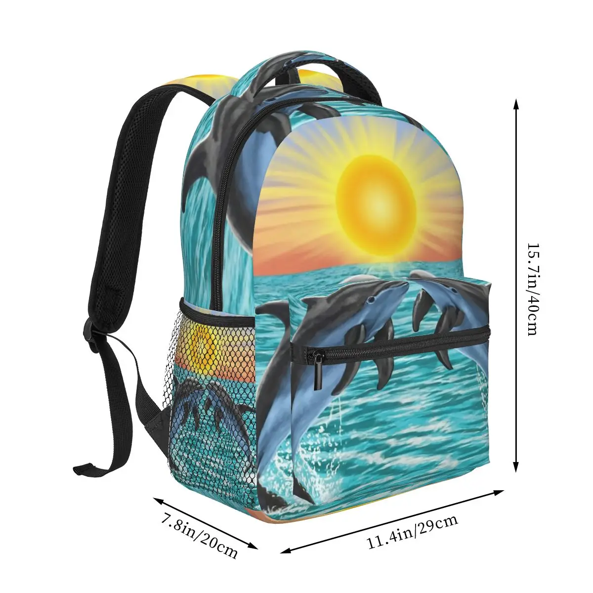Dolphin Leaping Out Of The Water Backpack Student Boys Girls BookBag Kids School Bag Computer Shoulder Bags for Men Women