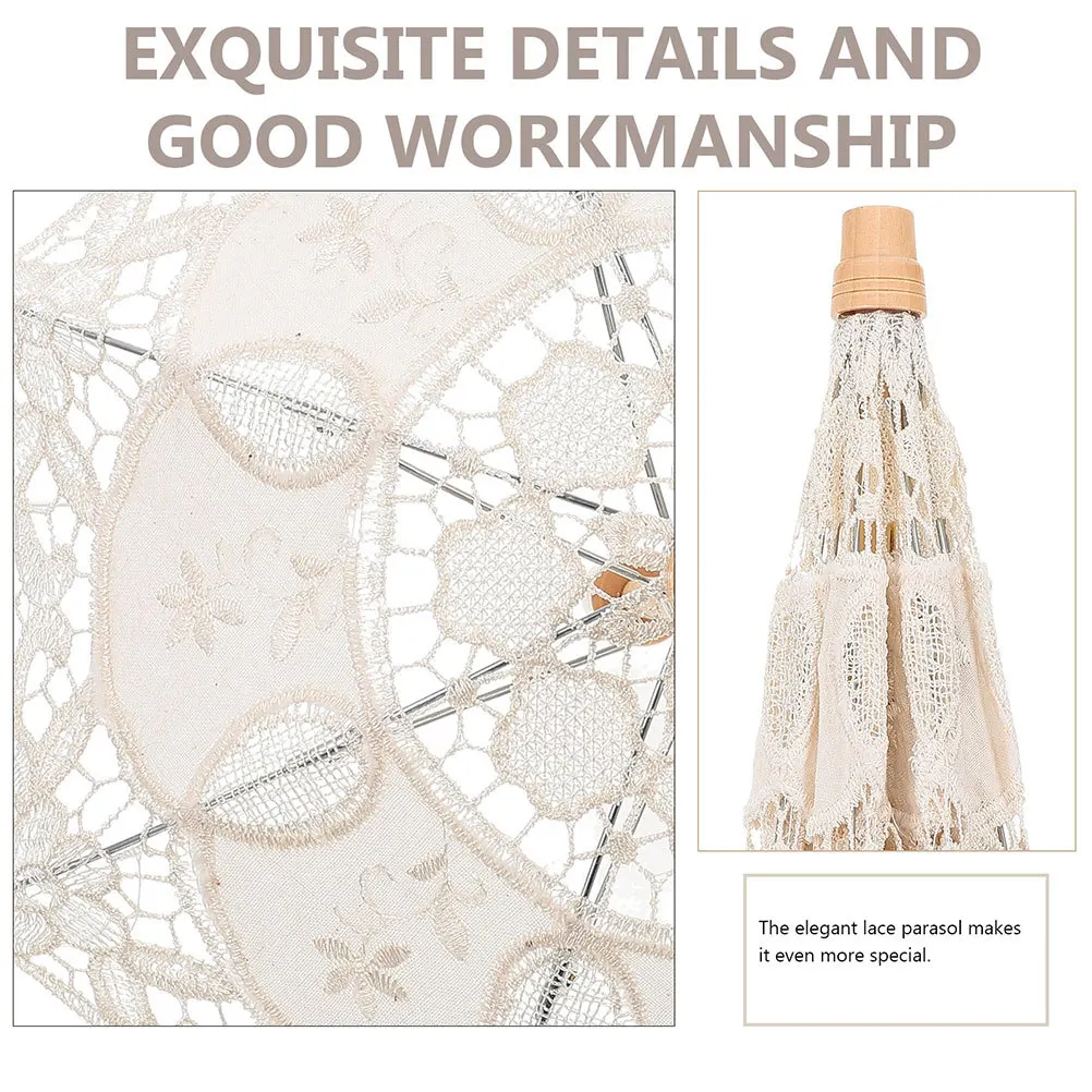 

2Pcs Lace Umbrellas Bridal Wedding Parasol Photography Props Elegant Decorative Party Lace Umbrella Bridal Umbrella