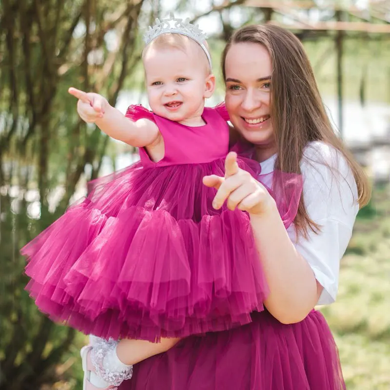 Baby Kids Princess Sashes Tulle Flower Girl Dress Children First Communion Dress Ball Gown Wedding Party Dress Birthday
