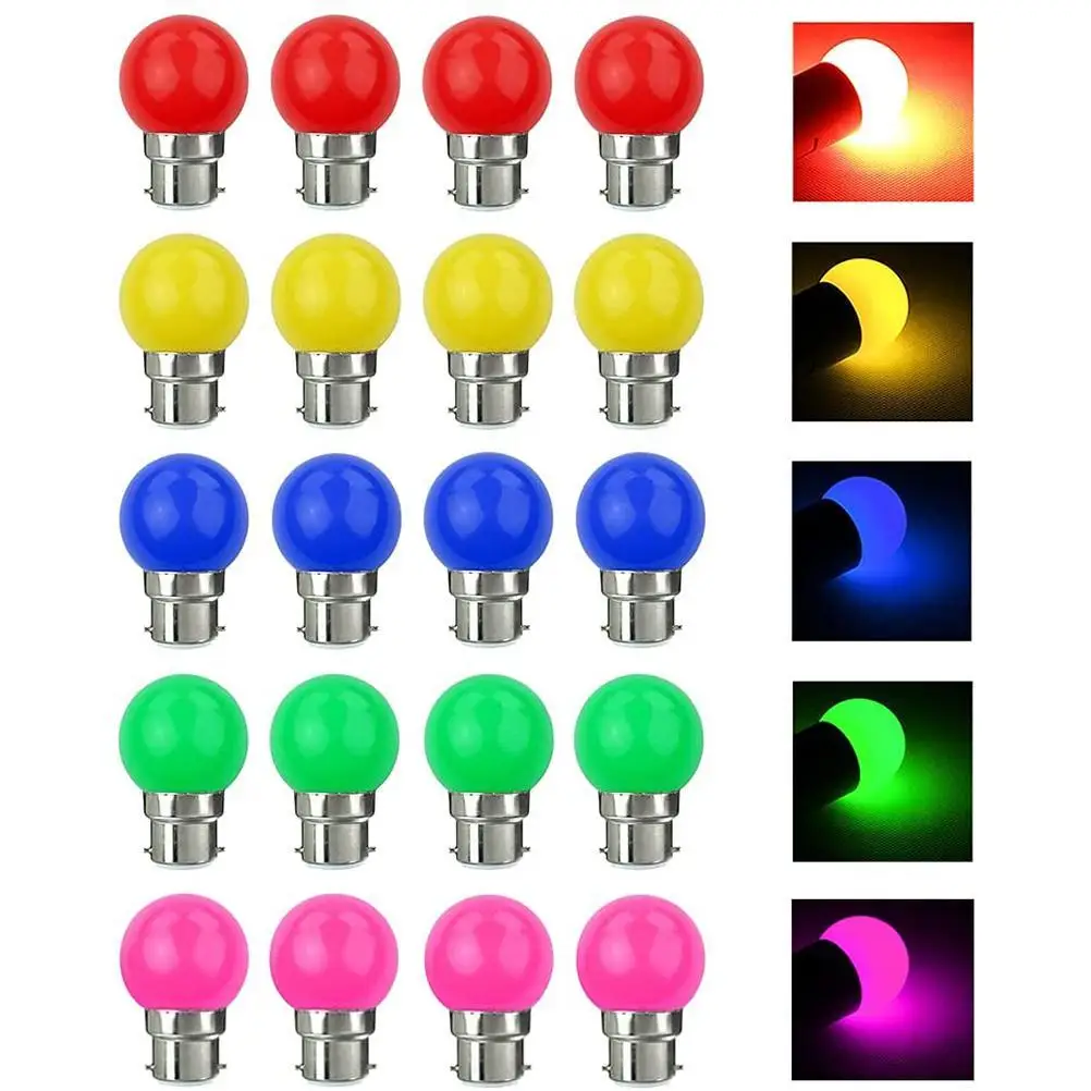 20 Pcs Bulb Color B22 3W Equivalent 30W 240LM B22 Bayonet Bulbs Garland Color Multicolor Bulbs for home Bar Party