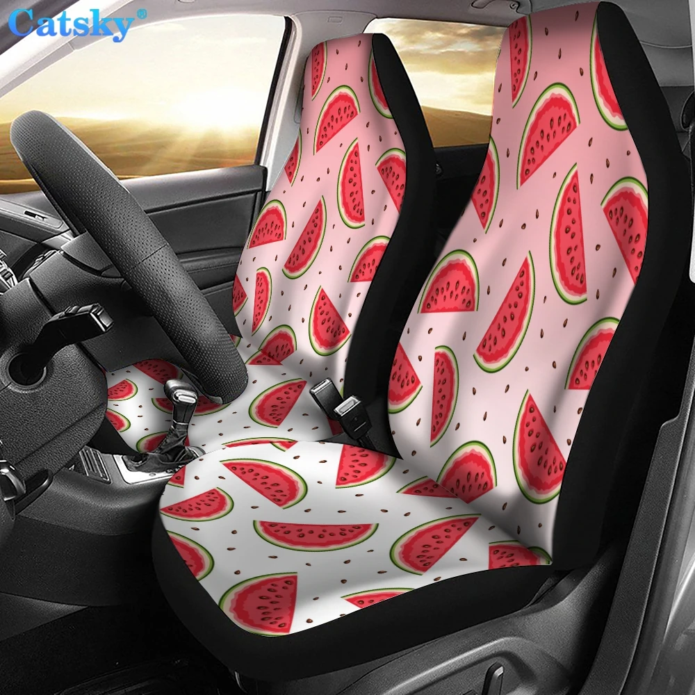 Red Watermelon Patterns Car Seat Decoration Cover Print Design Car Seat Covers,Pack of 2 Universal Front Seat Protective Cover