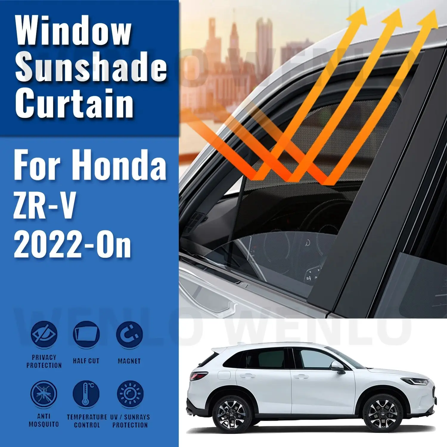 

For Honda ZR-V ZRV 2022 2023 2024 Car Sunshade Shield Magnetic Front Windshield Frame Curtain Rear Side Window Sun Shades Visor