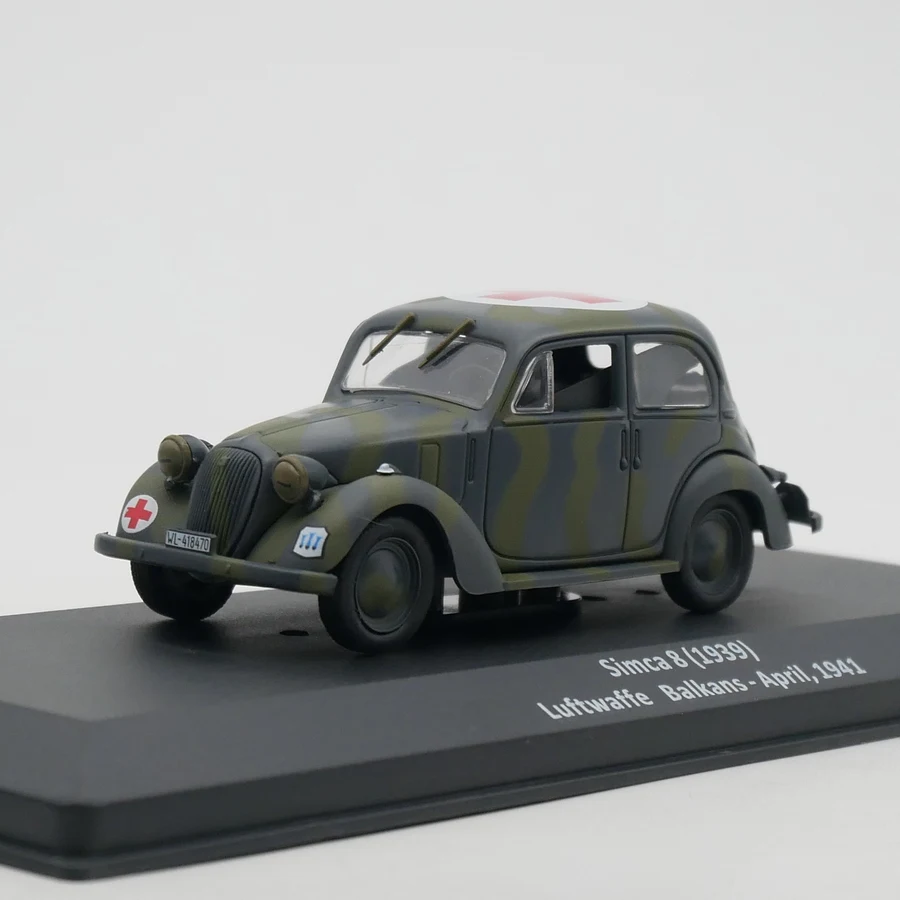 1:43 scala pressofuso lega Simca 8 1939 ambulanza militare giocattoli auto modello classico Nostalgia regali per adulti Souvenir Display statico