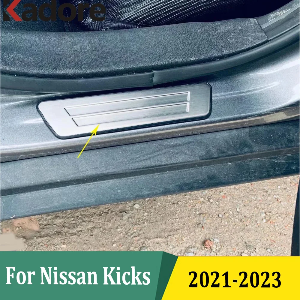 For Nissan Kicks 2021 2022 2023 Outer Door Sill Scuff Plates Doors Sills Protectors Trim Sticker Car Accessories Stainless Steel