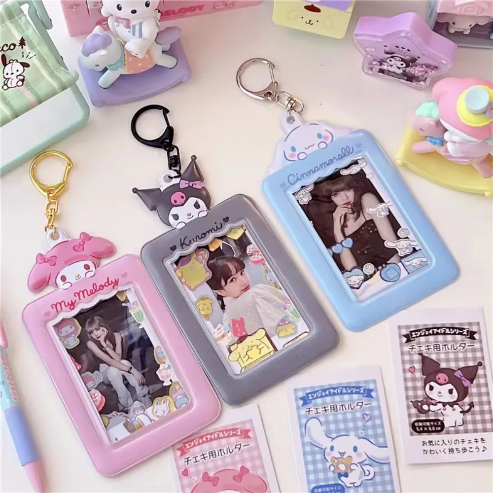 Sanrio Anime Card Cover Kuromi Hello Kitty Cinnamoroll My Melody Student ID Idol Album Bus Rice Card Protective Case Pendant Toy