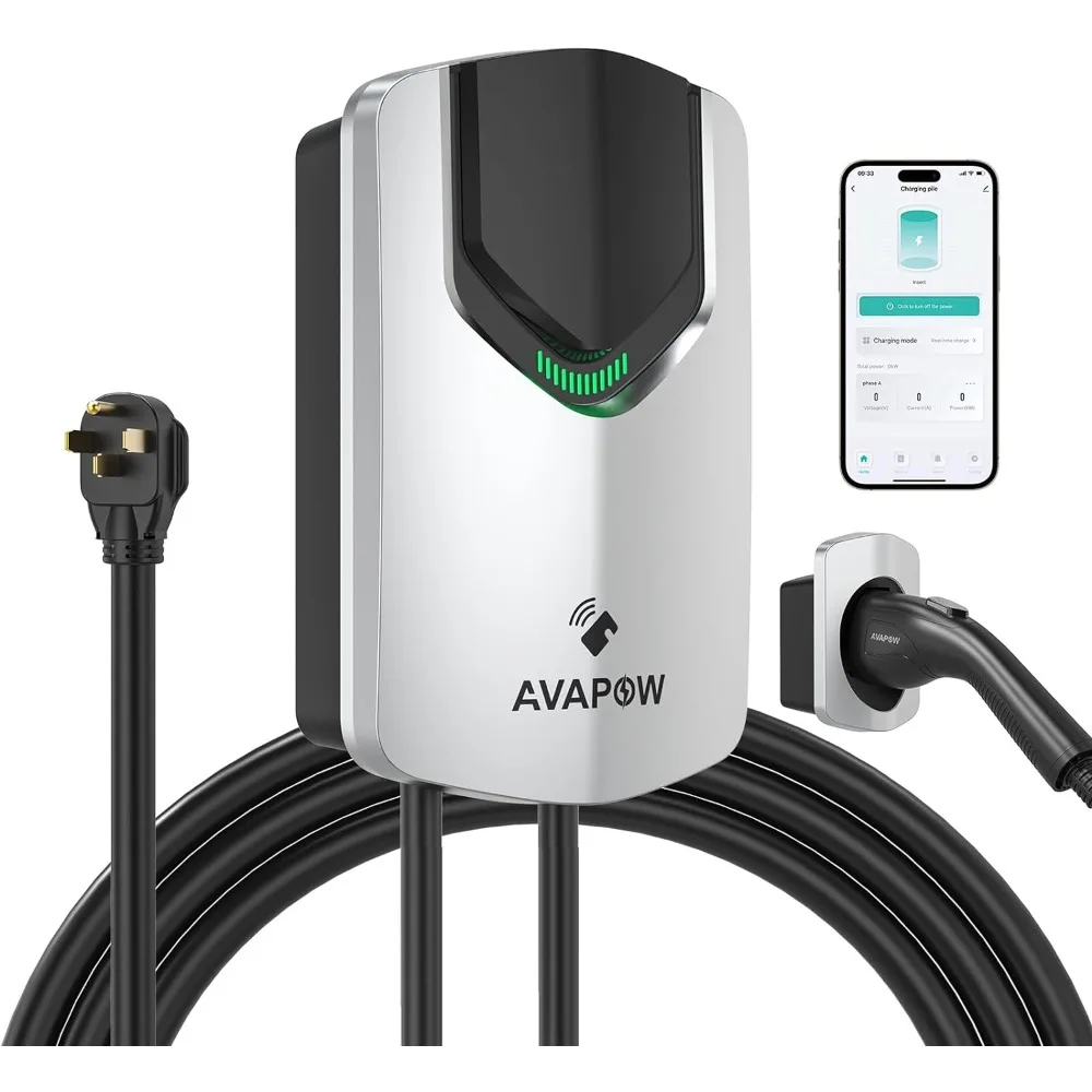 

Level 2 EV Charger Up to 48A Current, 25FT Wall Electric Car Charger with App Control, Set Current, Delay Charging