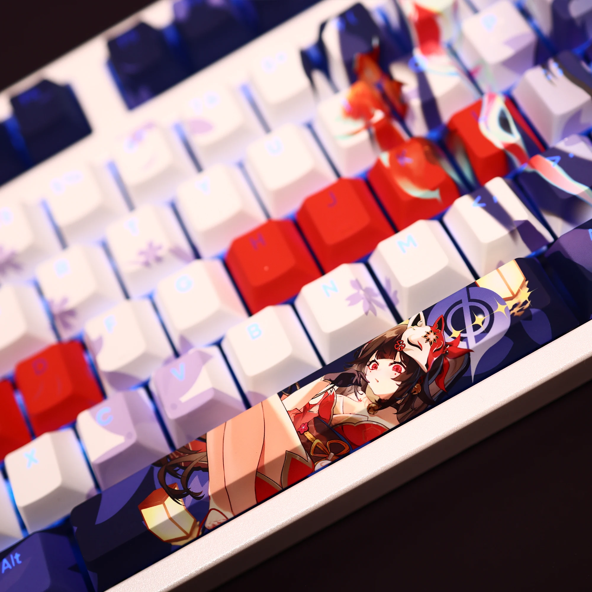 Imagem -02 - Honkai: Star Rail Sparkle Pbt Keycaps Jogos de Anime Beauty Girl Key Caps Cereja Altura Faça Você Mesmo Teclados Mecânicos 108 Teclas Set