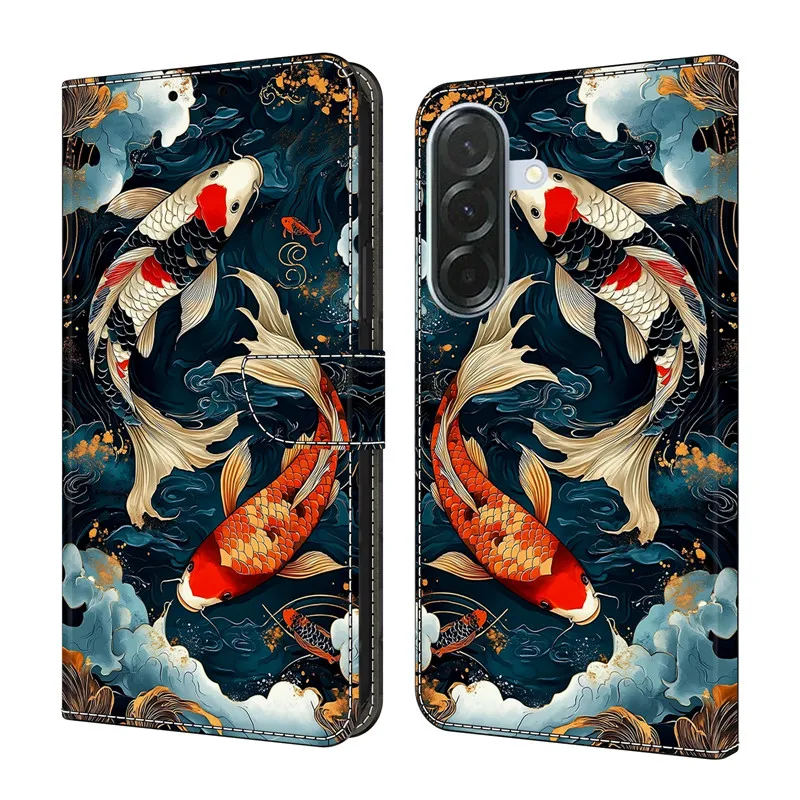 Leather Etui Phone Case For Samsung Galaxy A56 A36 A26 A16 A06 4G 5G A566 Flip Cover Magnetic Wallet Painted Flower Deer Fundas