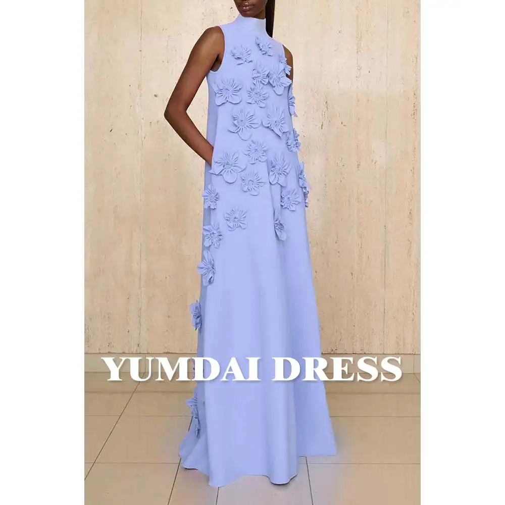 YUMDAI Luxury Pink Handmade Floral Dubai Sleeveless HiYUMDAI Lugh Neck Evening Gown 2024 Elegant Ladies Wedding Party Prom Dress